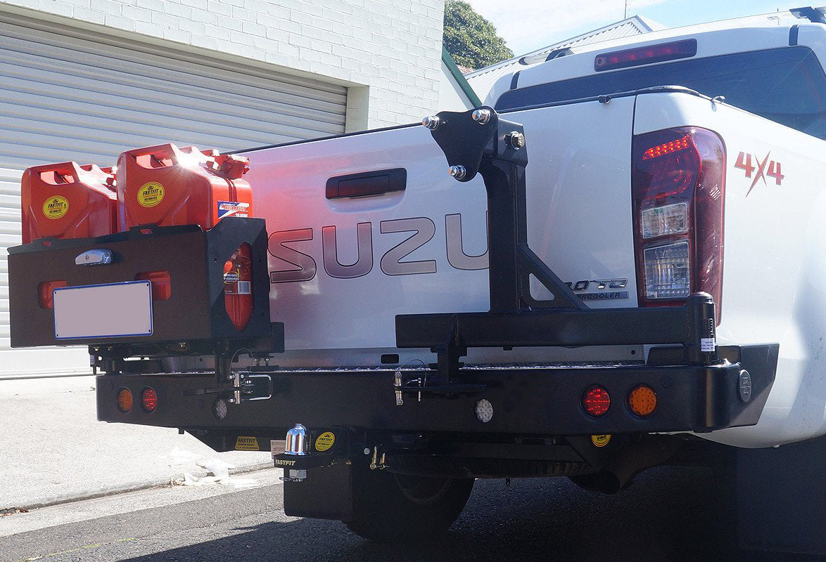 REAR BAR - ISUZU DMAX 2012-19 WITH SINGLE WHEEL CARRIER & DUAL JERRY CAN HOLDER (BW80-4139)
