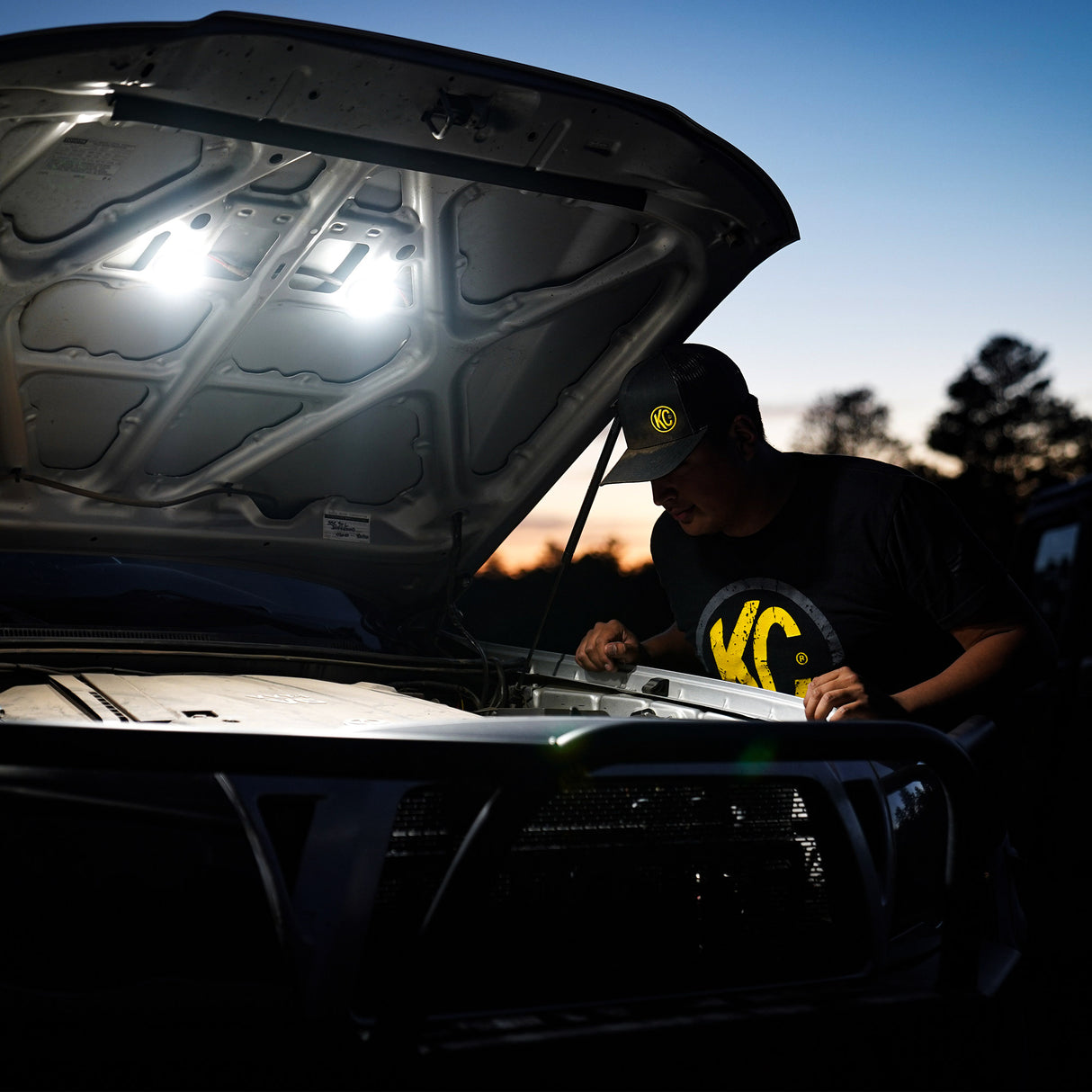 KC Hilites Cyclone LED - 2-Light Universal Under Hood Lighting System - 5W Flood Beam - Roam Overland Outfitters