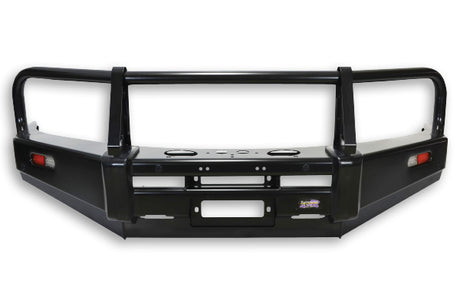 DOBINSONS BULL BAR CLASSIC BLACK FOR NISSAN NAVARA/FRONTIER D40 WITH SMOOTH OEM BUMPER - BU45-3526 - Roam Overland Outfitters