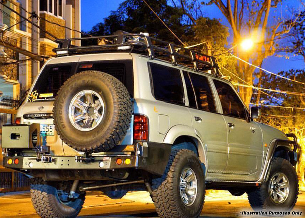 Dobinsons Rear Bumper With Swing Outs for Nissan Patrol Y61 GU 1998-2004 (BW80-4110) - Roam Overland Outfitters