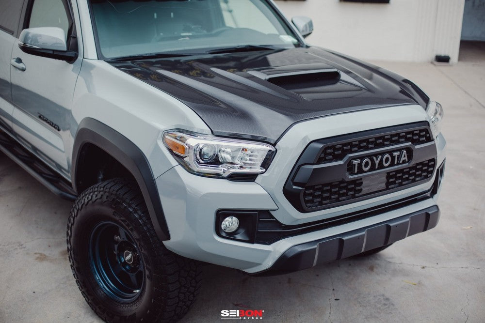 Seibon TR-Style Carbon Fiber Hood | Toyota Tacoma 2015-2021 - Roam Overland Outfitters