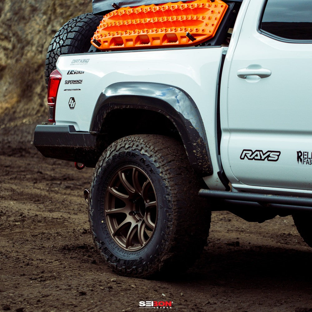 Seibon Carbon Fiber Rear Fender Flares | Toyota Tacoma 2015-2021 - Roam Overland Outfitters