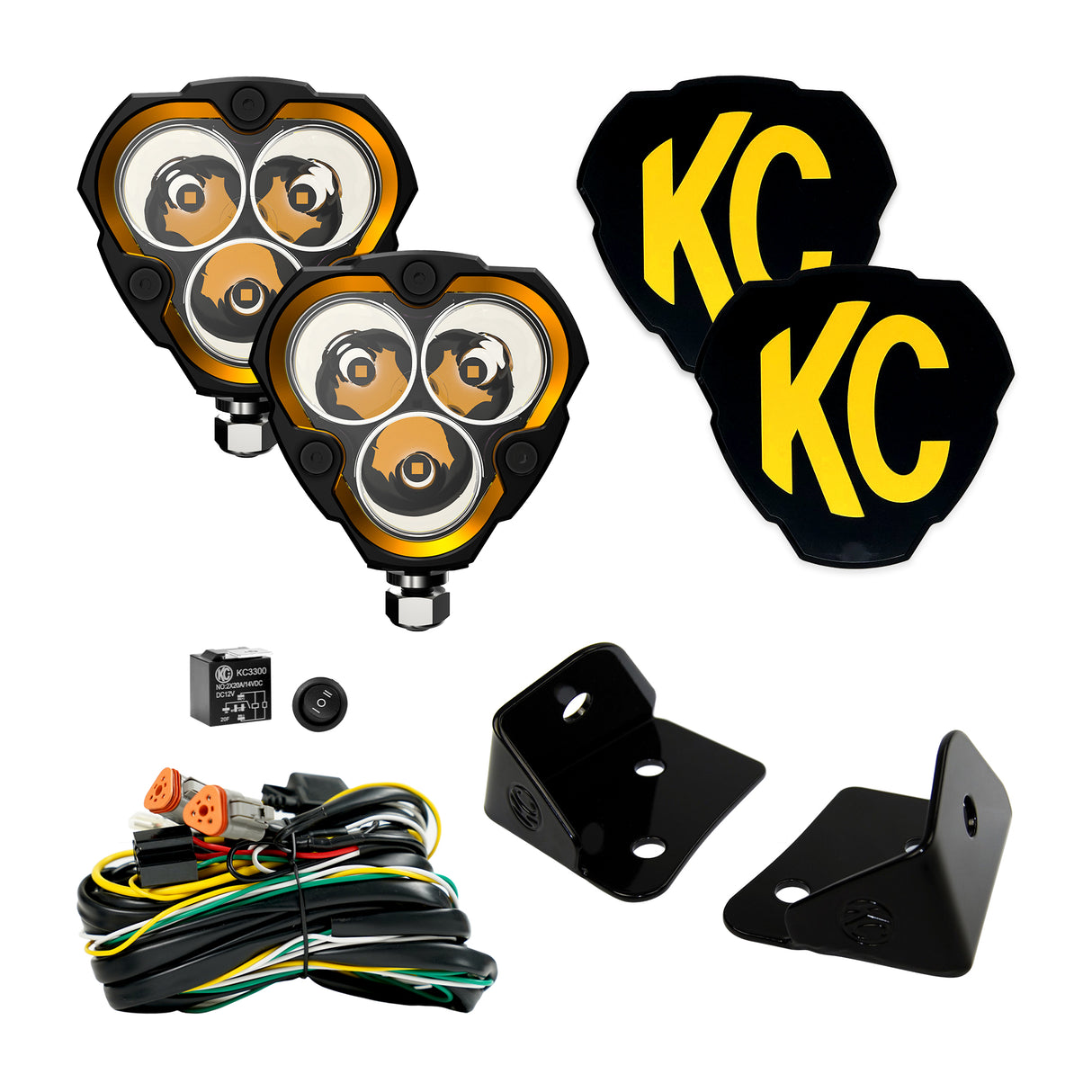 KC Hilites FLEX ERA 3 - 2-Light System - Pillar Mount - 40W Spot Beam - for Jeep JK - Roam Overland Outfitters