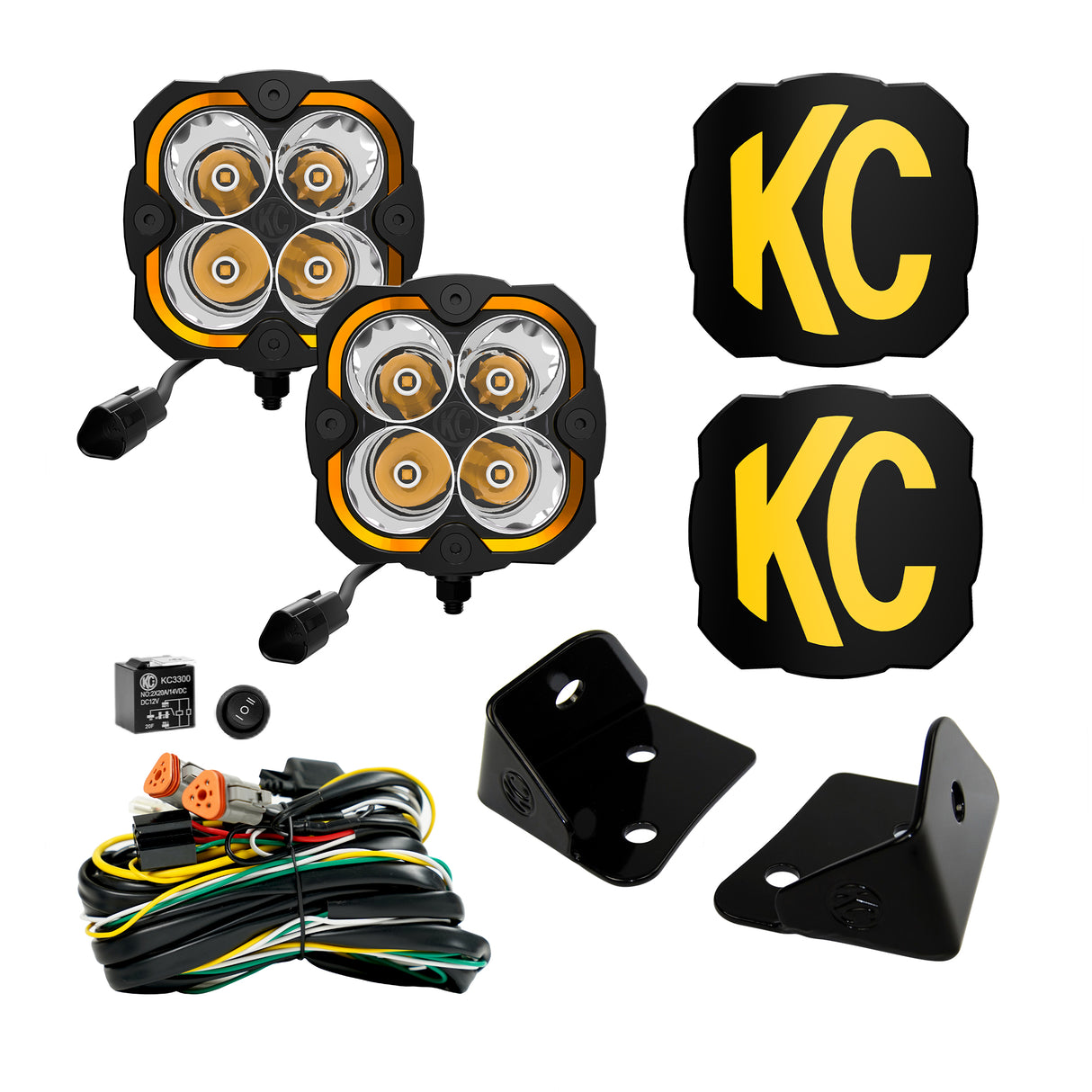 KC Hilites FLEX ERA 4 - 2-Light System - Pillar Mount - 80W Spot Beam - for Jeep JK - Roam Overland Outfitters