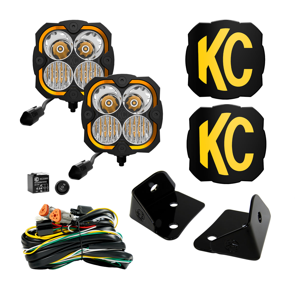 KC Hilites FLEX ERA 4 - 2-Light System - Pillar Mount - 80W Combo Beam - for Jeep JK - Roam Overland Outfitters
