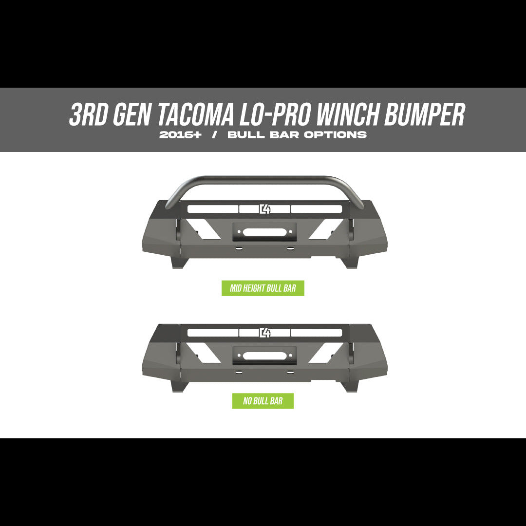 Tacoma Front Lo-Pro Winch Bumper / 3rd Gen / 2016+ - Roam Overland Outfitters