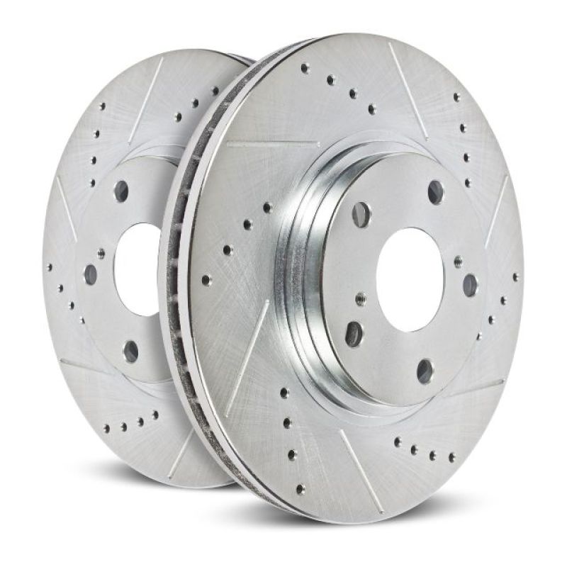 Power Stop 17-18 Ford F-450 Super Duty Rear Evolution Drilled & Slotted Rotors - Pair - Roam Overland Outfitters