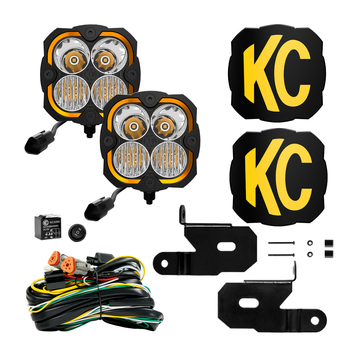 KC Hilites FLEX ERA 4 - 2-Light System - Pillar Mount - 80W Combo Beam - for 18-21 Jeep JL / JT - Roam Overland Outfitters