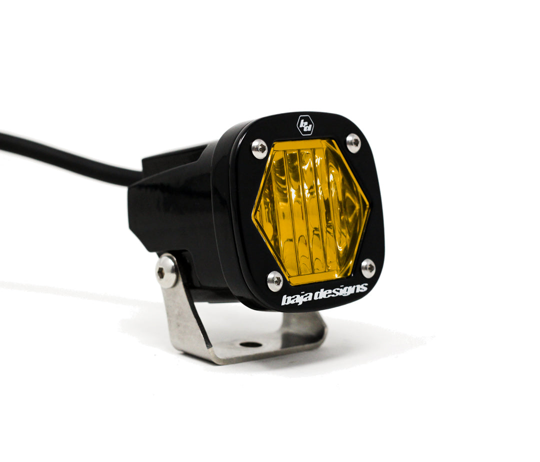 S1 Amber Wide Cornering LED Light with Mounting Bracket Single Baja Designs - Roam Overland Outfitters