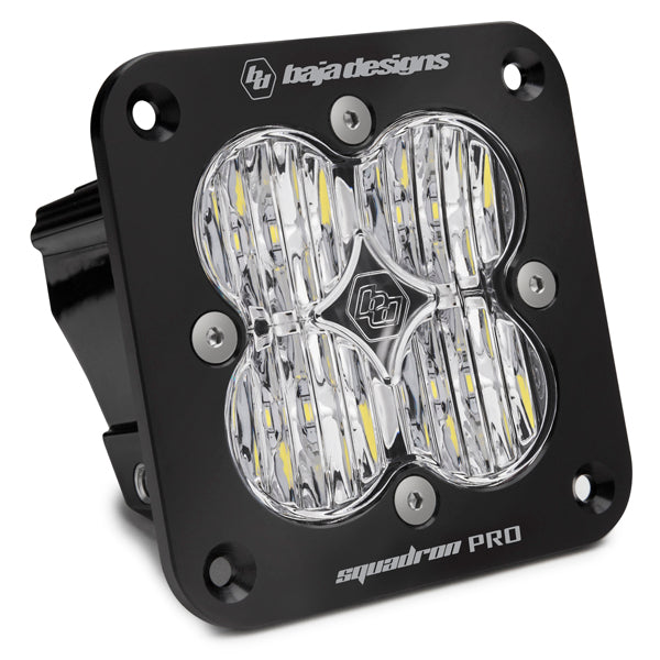 Flush Mount LED Light Pod Black Clear Lens Wide Cornering Pattern Squadron Pro Baja Designs - Roam Overland Outfitters