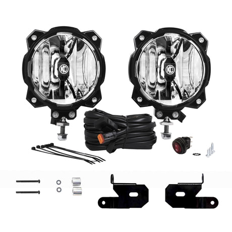 KC Hilites 6 in Pro6 Gravity LED - Pillar Mount - 2-Light System - 20W Spot Beam - for 18-20 Jeep JL - Roam Overland Outfitters