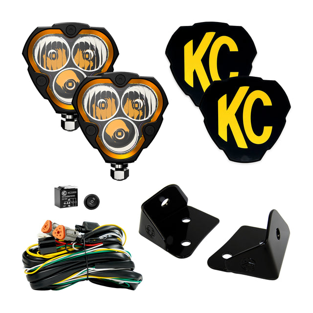 KC Hilites FLEX ERA 3 - 2-Light System - Pillar Mount - 40W Combo Beam - for Jeep JK - Roam Overland Outfitters