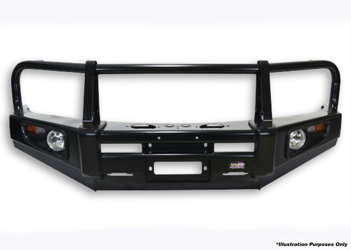 DOBINSONS BULL BAR CLASSIC BLACK FOR NISSAN NAVARA/FRONTIER D40 WITH RIBBED OEM BUMPER - BU45-3504 - Roam Overland Outfitters