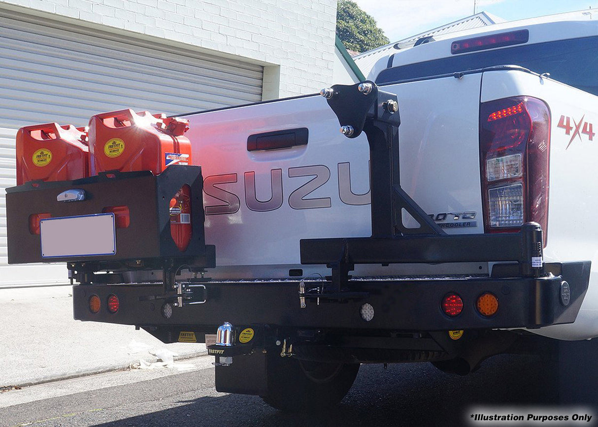 REAR BAR - ISUZU DMAX 2012-19 WITH SINGLE WHEEL CARRIER & DUAL JERRY CAN HOLDER (BW80-4139) - Roam Overland Outfitters