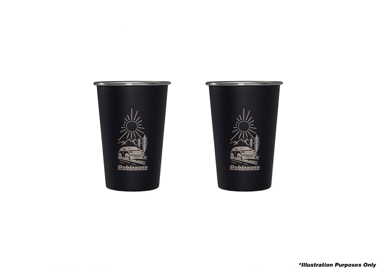 Dobinsons Stainless Steel Camping Cups (Pair) (PG00-2327) - PG00-2327 - Roam Overland Outfitters