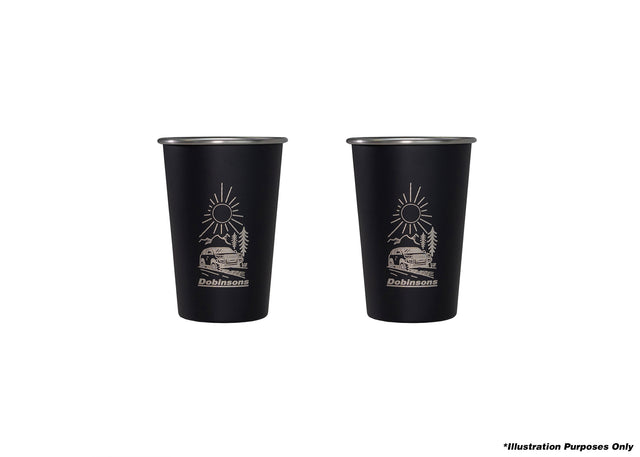 Dobinsons Stainless Steel Camping Cups (Pair) (PG00-2327) - PG00-2327 - Roam Overland Outfitters