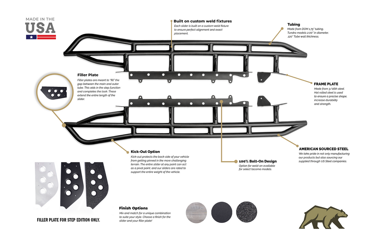 2003-2009 TOYOTA 4RUNNER TRAIL EDITION BOLT ON ROCK SLIDERS - Roam Overland Outfitters