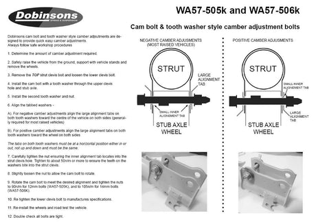 DOBINSONS CAMBER ADJUSTMENT KIT - 2 BOLTS PER KIT - WA57-505K - Roam Overland Outfitters