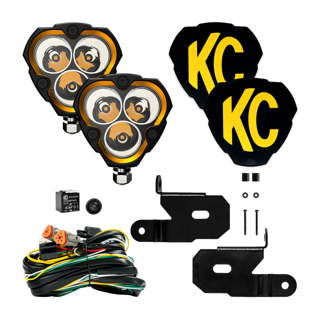 KC Hilites FLEX ERA 3 - 2-Light System - Pillar Mount - 40W Spot Beam - for Jeep JL / JT - Roam Overland Outfitters