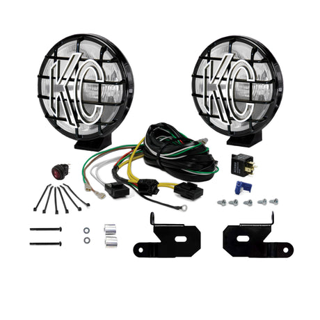 KC Hilites 6 in Apollo Pro Halogen - 2-Light System - Pillar Mount - 100W Spread Beam - for 18-20 Jeep JL - Roam Overland Outfitters
